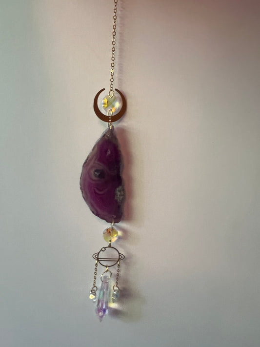 Agate Moon Sun Catcher | Protection & Grounding Energy Decor